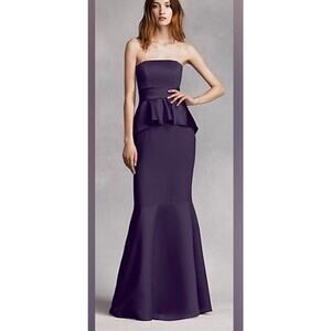 WHITE by Vera Wang Wedding, Prom Special Occasion Satin Peplum Gown Size 6 NEW!